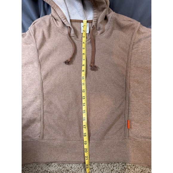 Nike Light Brown Ribbed Panel Oversized Cropped Fleece Hoodie Women's Size 3X - Picture 10 of 10
